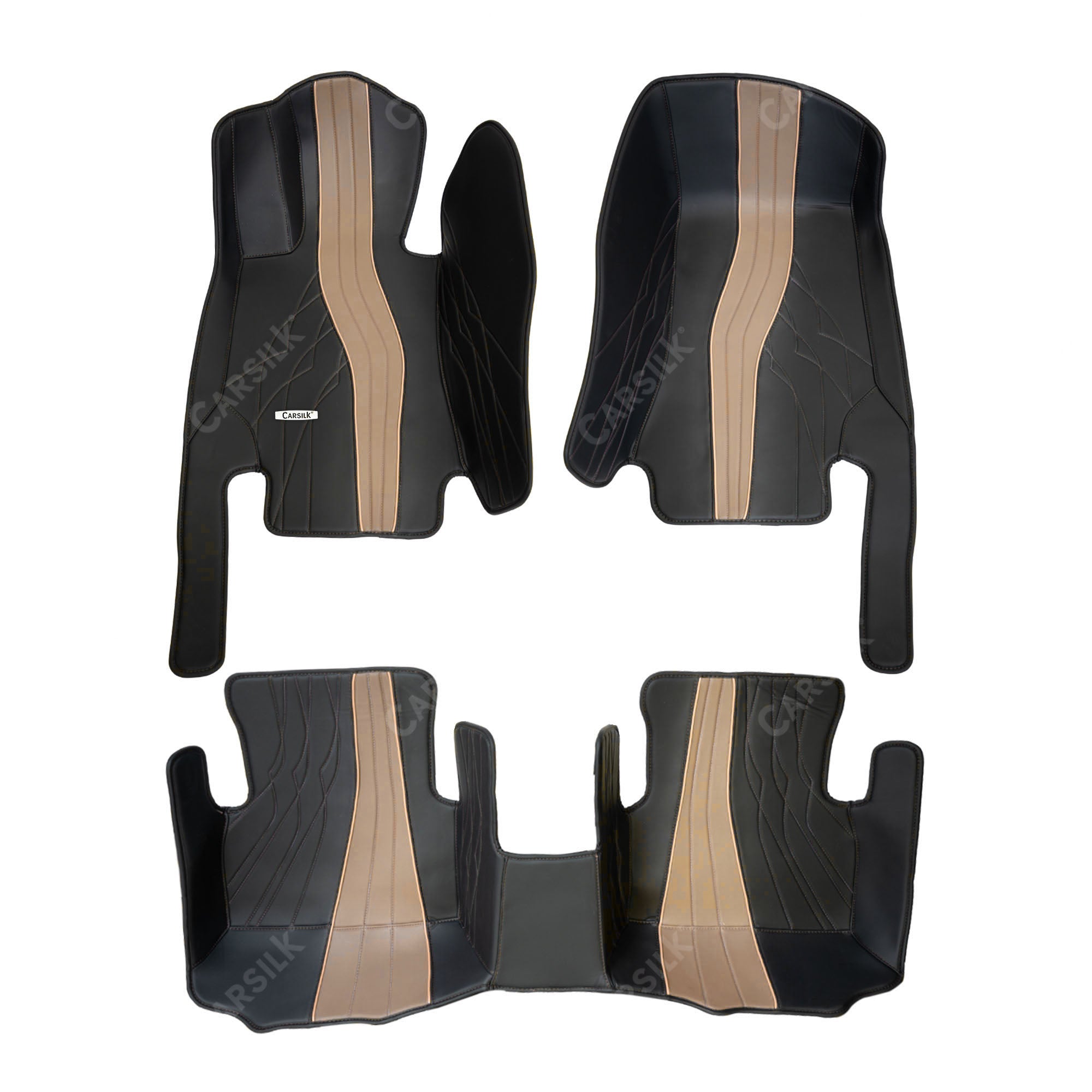 Alternative view of BLACK AND BEIGE PATTERN DOUBLE LAYER PREMIUM CAR MATS SET