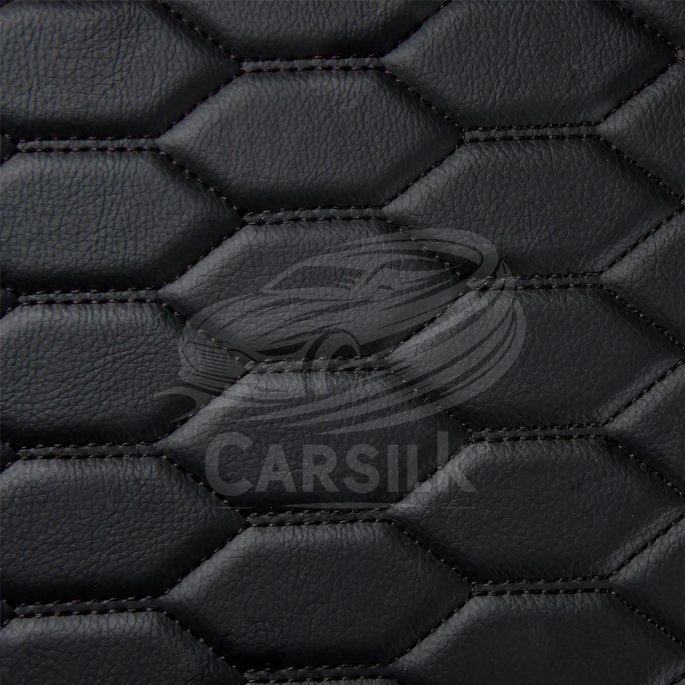 Alternative view of BLACK & BLACK STITCHING HONEYCOMB LUXURY BASE TRUNK CAR MATS
