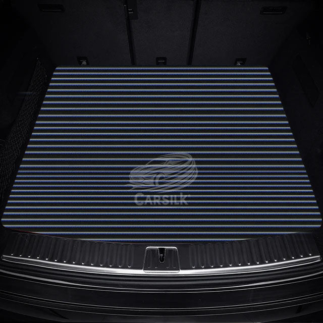 BLACK & BLUE STITCHING STRIPE LUXURY BASE TRUNK CAR MATS