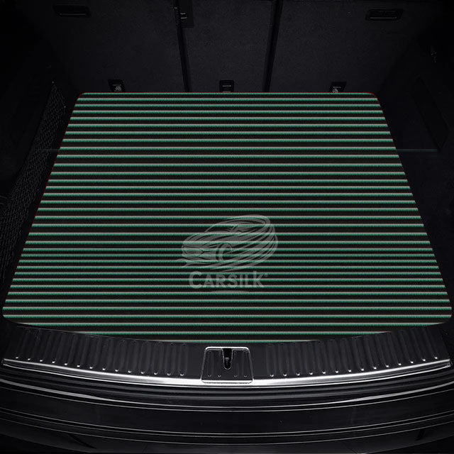 BLACK GREEN STITCHING STRIPE LUXURY TRUNK CAR MATS