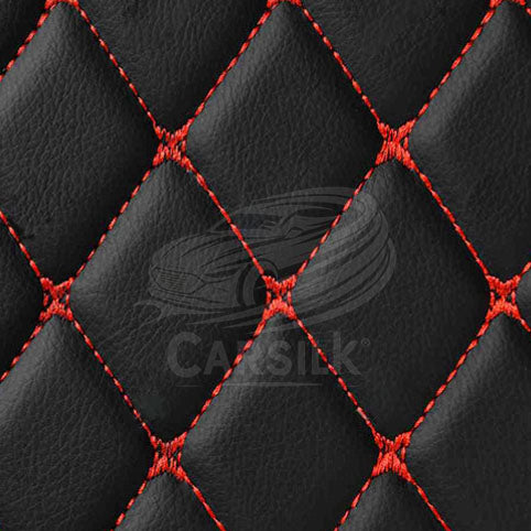 Alternative view of BLACK & RED STITCHING DIAMOND LUXURY BASE TRUNK CAR MATS