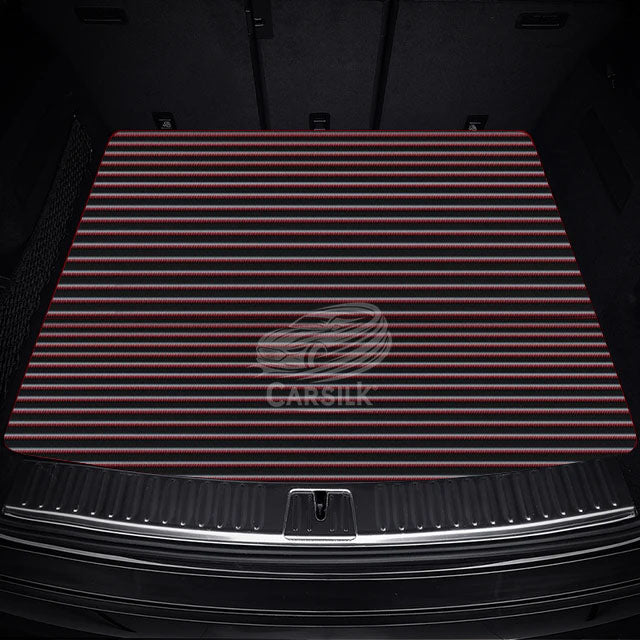 BLACK RED STITCHING STRIPE LUXURY TRUNK CAR MATS