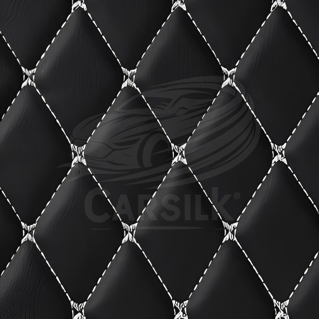 Alternative view of BLACK & WHITE STITCHING DIAMOND LUXURY BASE TRUNK CAR MATS
