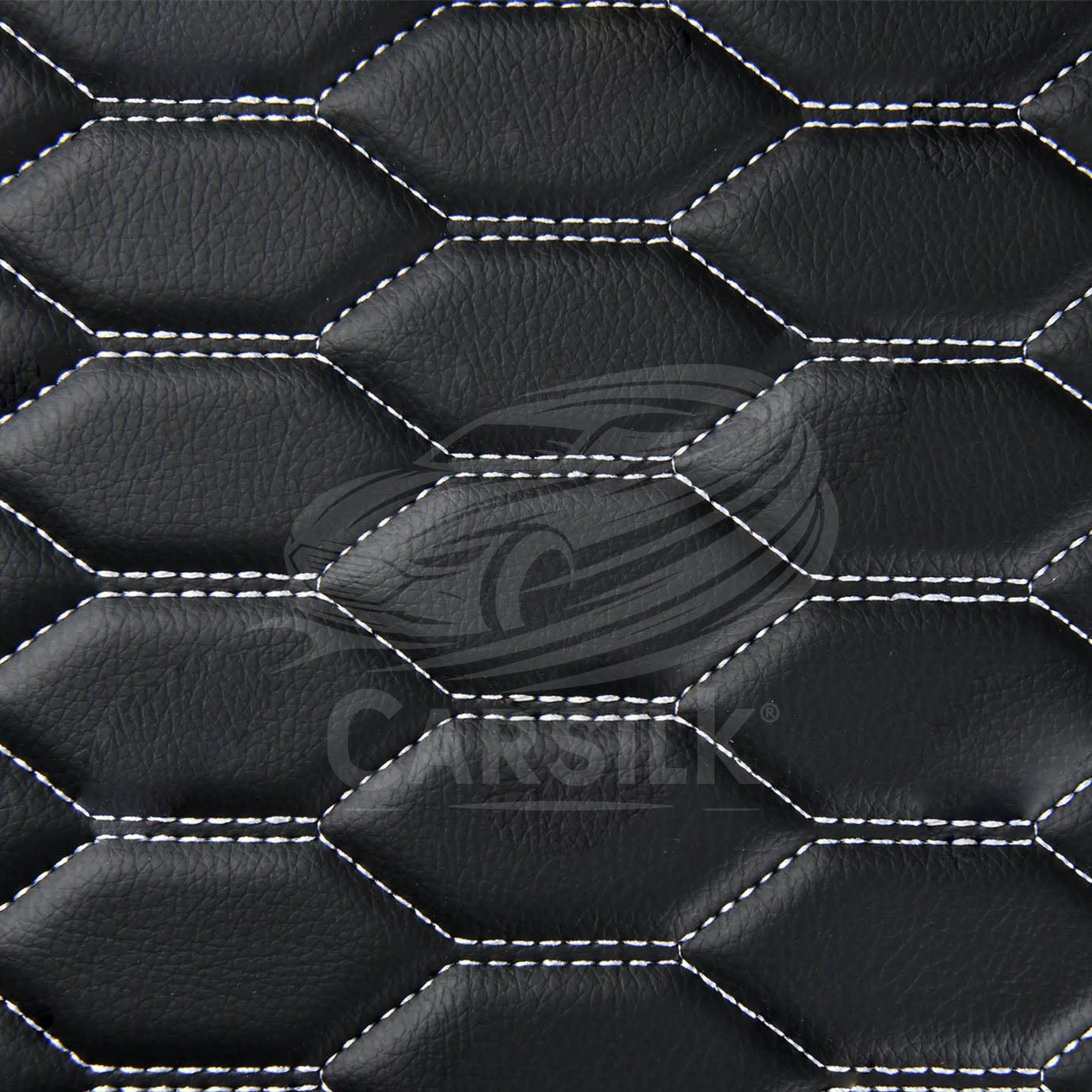 Alternative view of BLACK & WHITE STITCHING HONEYCOMB LUXURY TRUNK CAR MATS