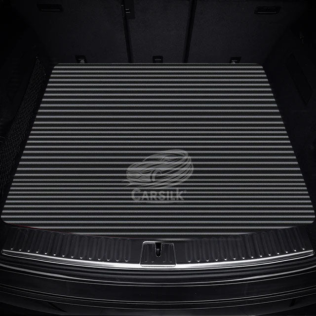 BLACK WHITE STITCHING STRIPE LUXURY BASE TRUNK CAR MATS