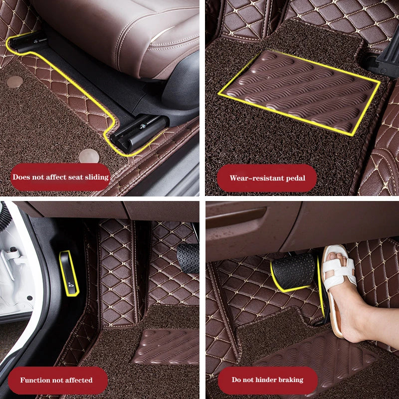 Alternative view of BLACK & YELLOW STITCHING DIAMOND BASE WITH BLACK TOP CARPET DOUBLE LAYER CAR MAT SET