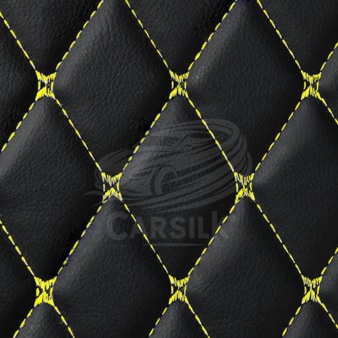 Alternative view of BLACK & YELLOW STITCHING DIAMOND LUXURY BASE TRUNK CAR MATS