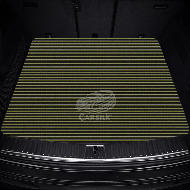 BLACK YELLOW STITCHING STRIPE LUXURY TRUNK CAR MATS