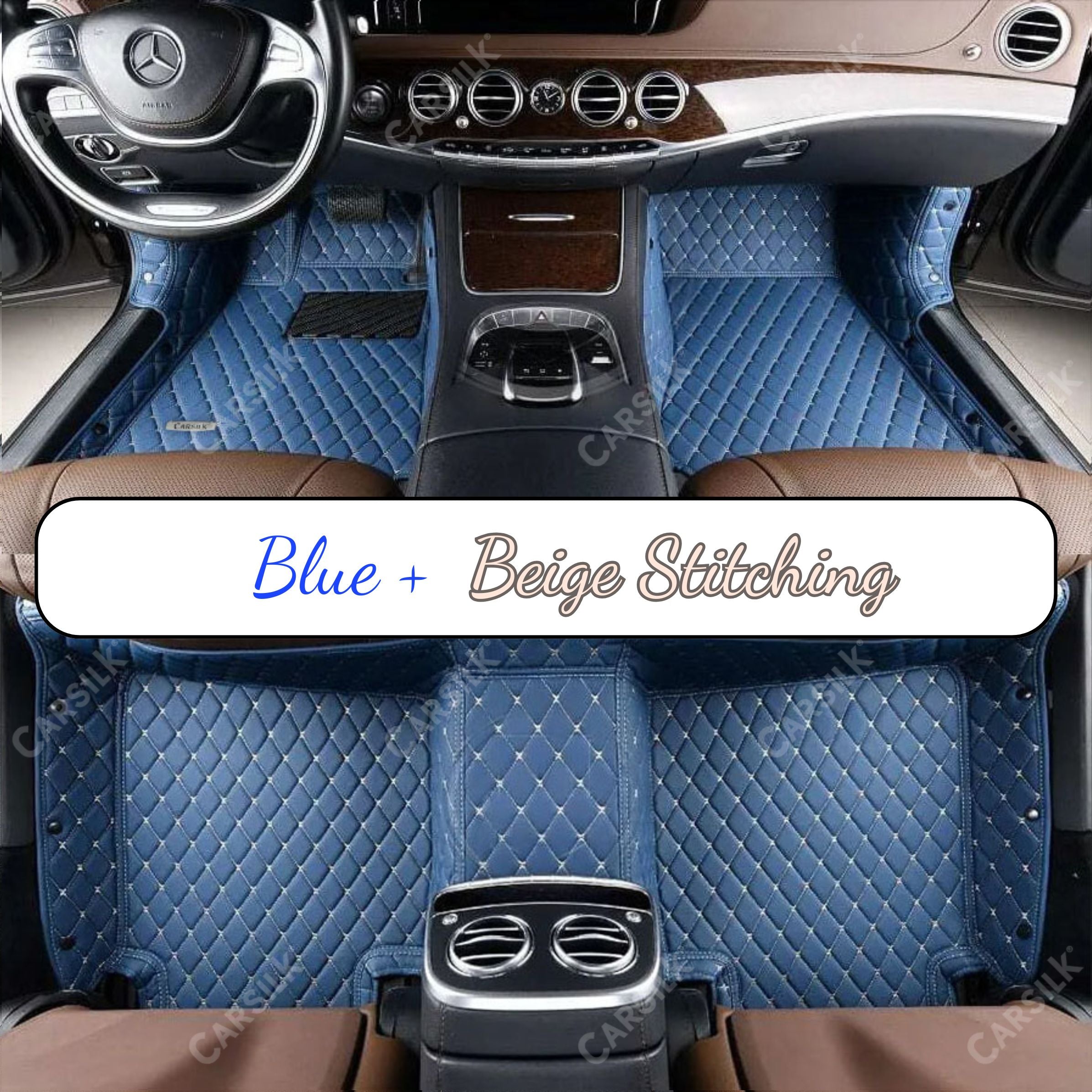 BLUE DIAMOND PATTERN CAR MATS SET