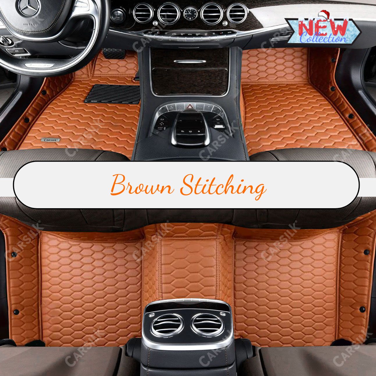 BROWN HONEY COMB LUXURY CAR MATS SET
