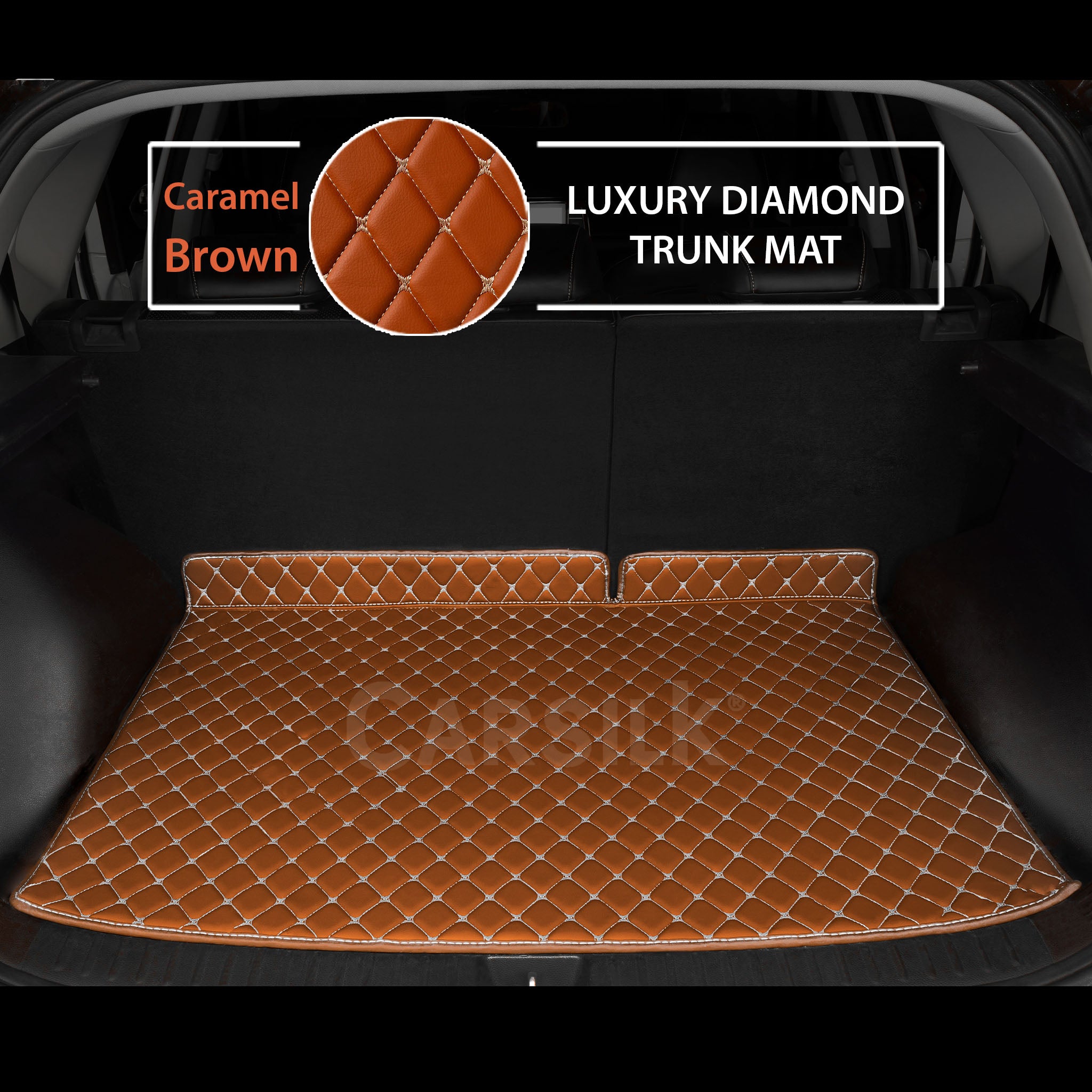 CARAMEL BROWN DIAMOND LUXURY BASE TRUNK CAR MATS