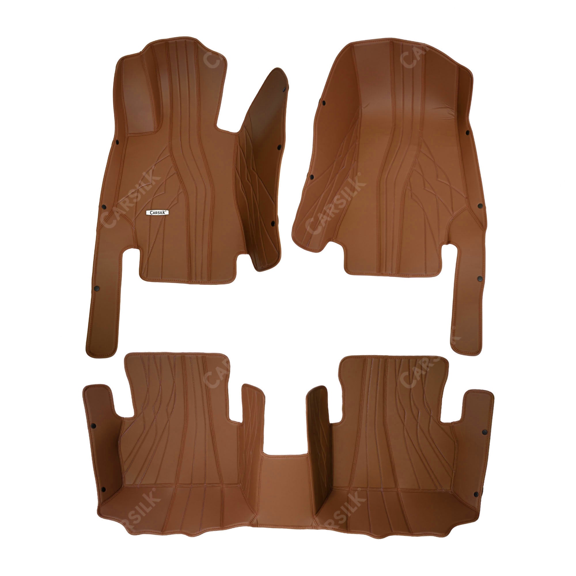 Alternative view of CARAMEL BROWN PATTERN DOUBLE LAYER PREMIUM CAR MATS SET