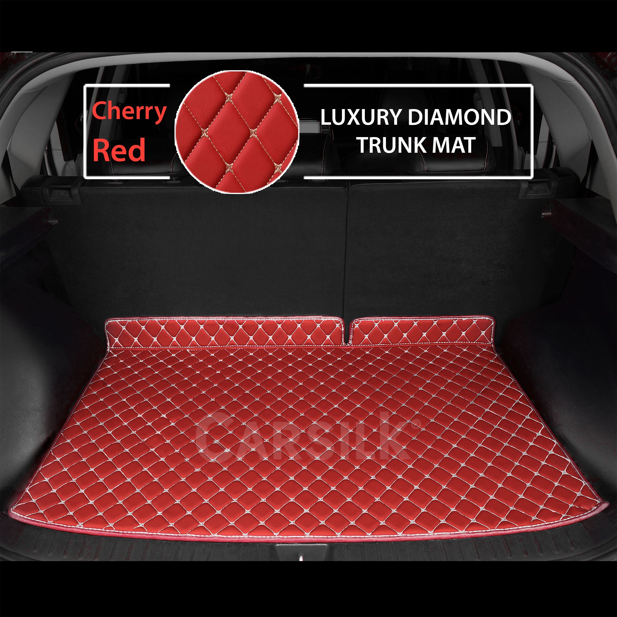 CHERRY RED DIAMOND LUXURY BASE TRUNK CAR MATS