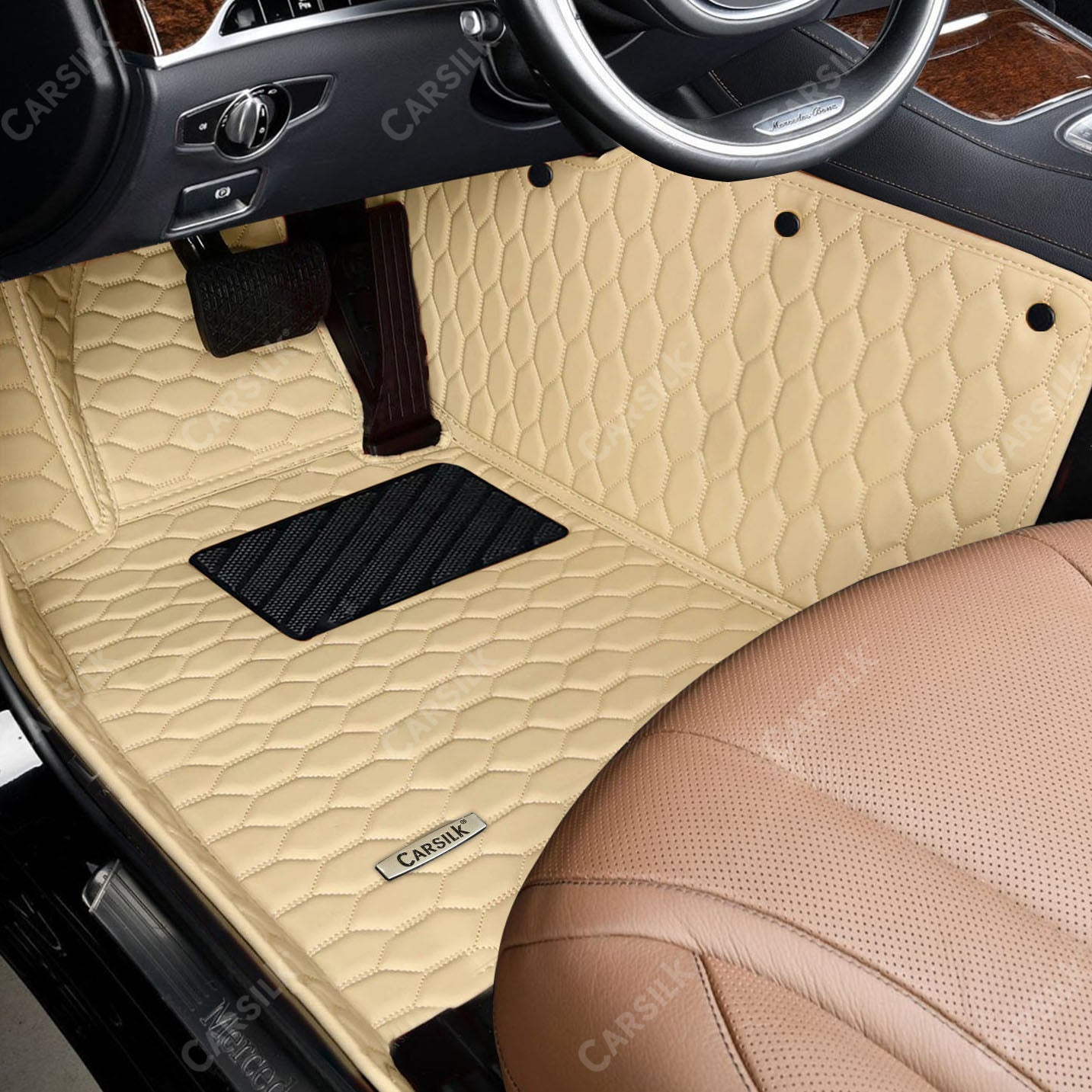 Alternative view of CREAM BEIGE HONEY COMB LUXURY CAR MATS SET