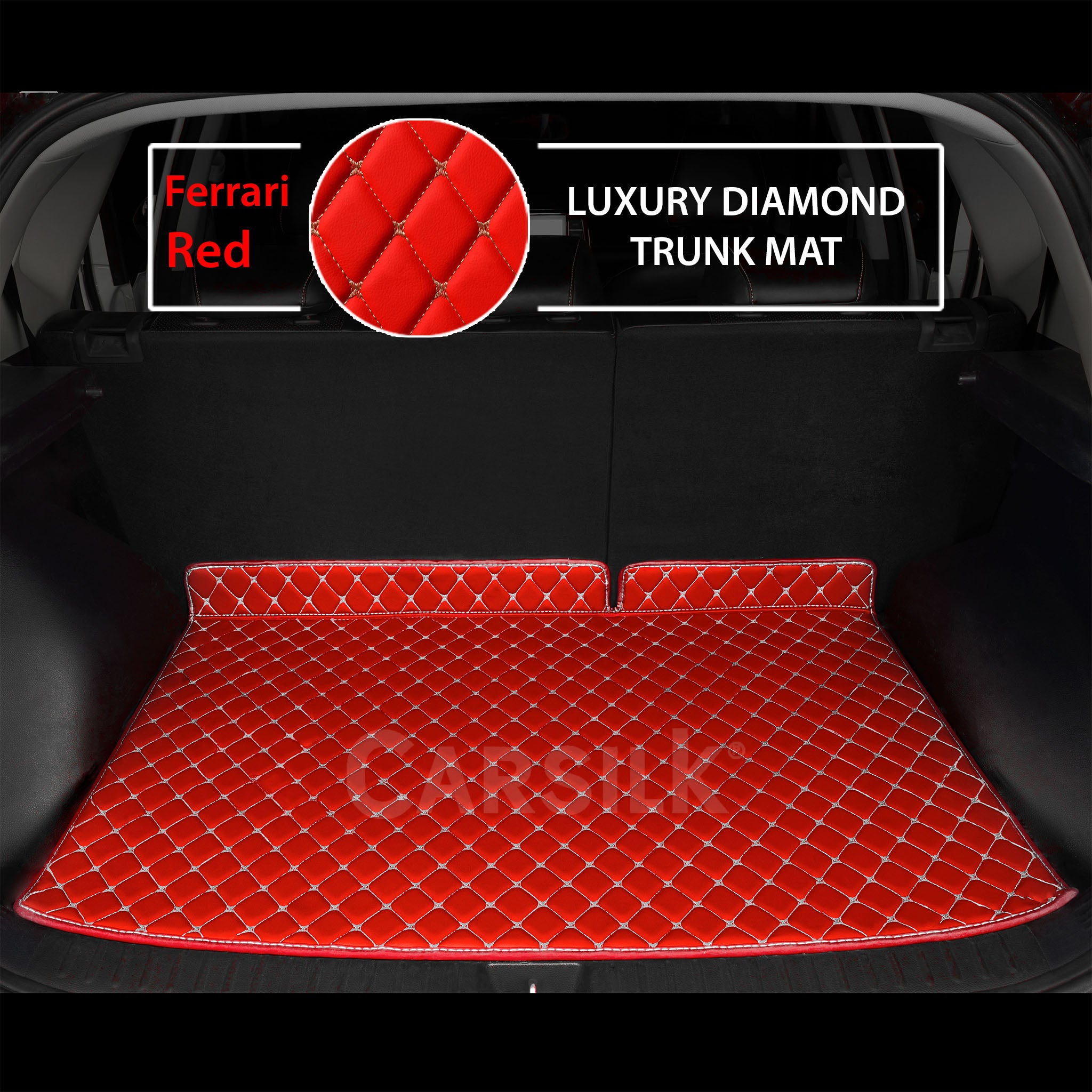 FERRARI RED DIAMOND LUXURY BASE TRUNK CAR MATS