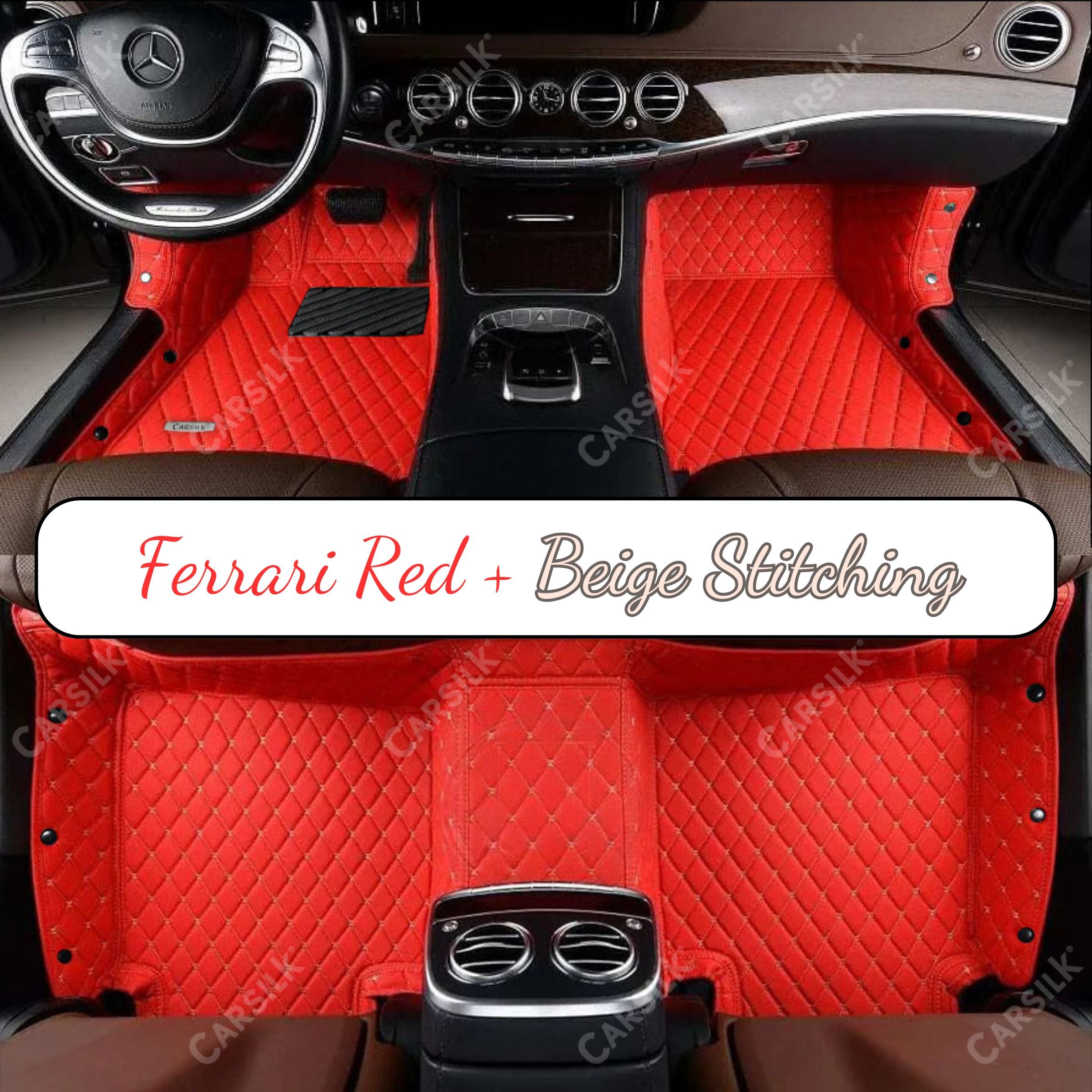 FERRARI RED DIAMOND PATTERN CAR MATS SET