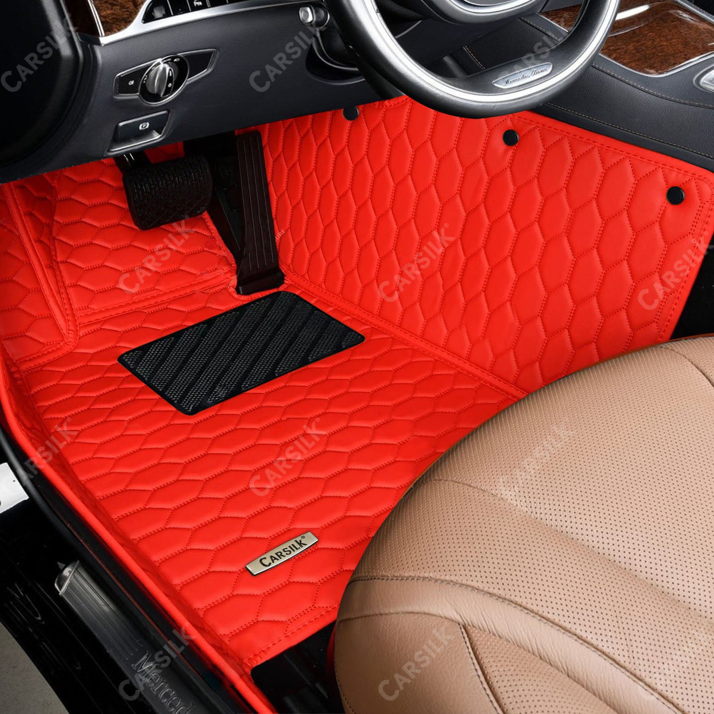 Alternative view of FERRARI RED HONEY COMB LUXURY CAR MATS SET