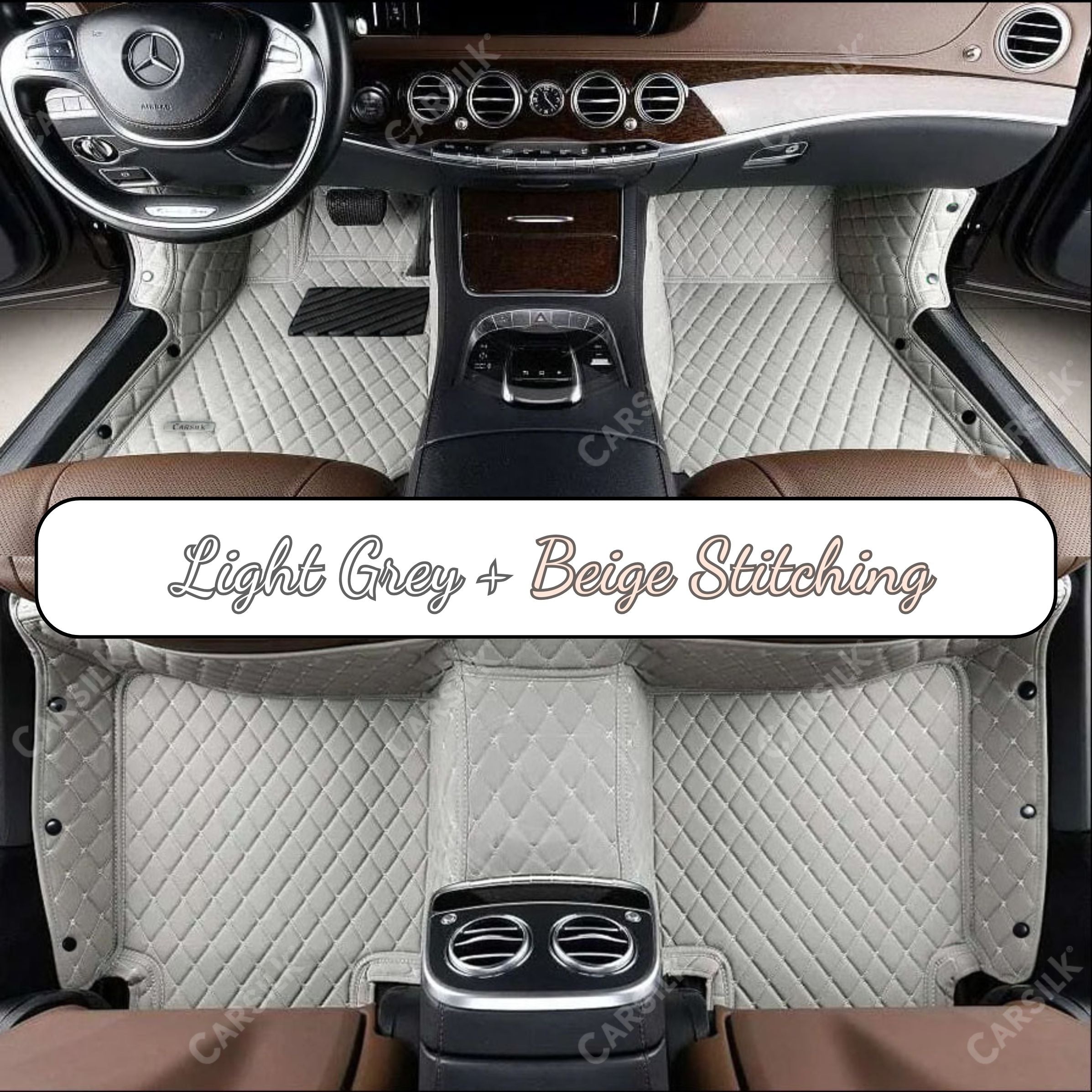 GRAY DIAMOND PATTERN CAR MATS SET