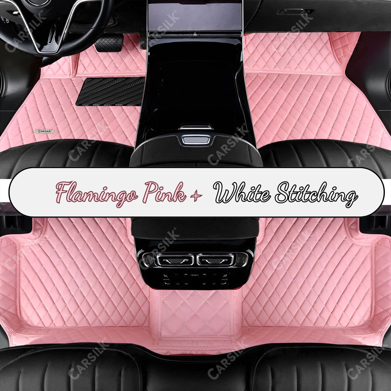 PINKY DIAMOND PATTERN CAR MATS SET
