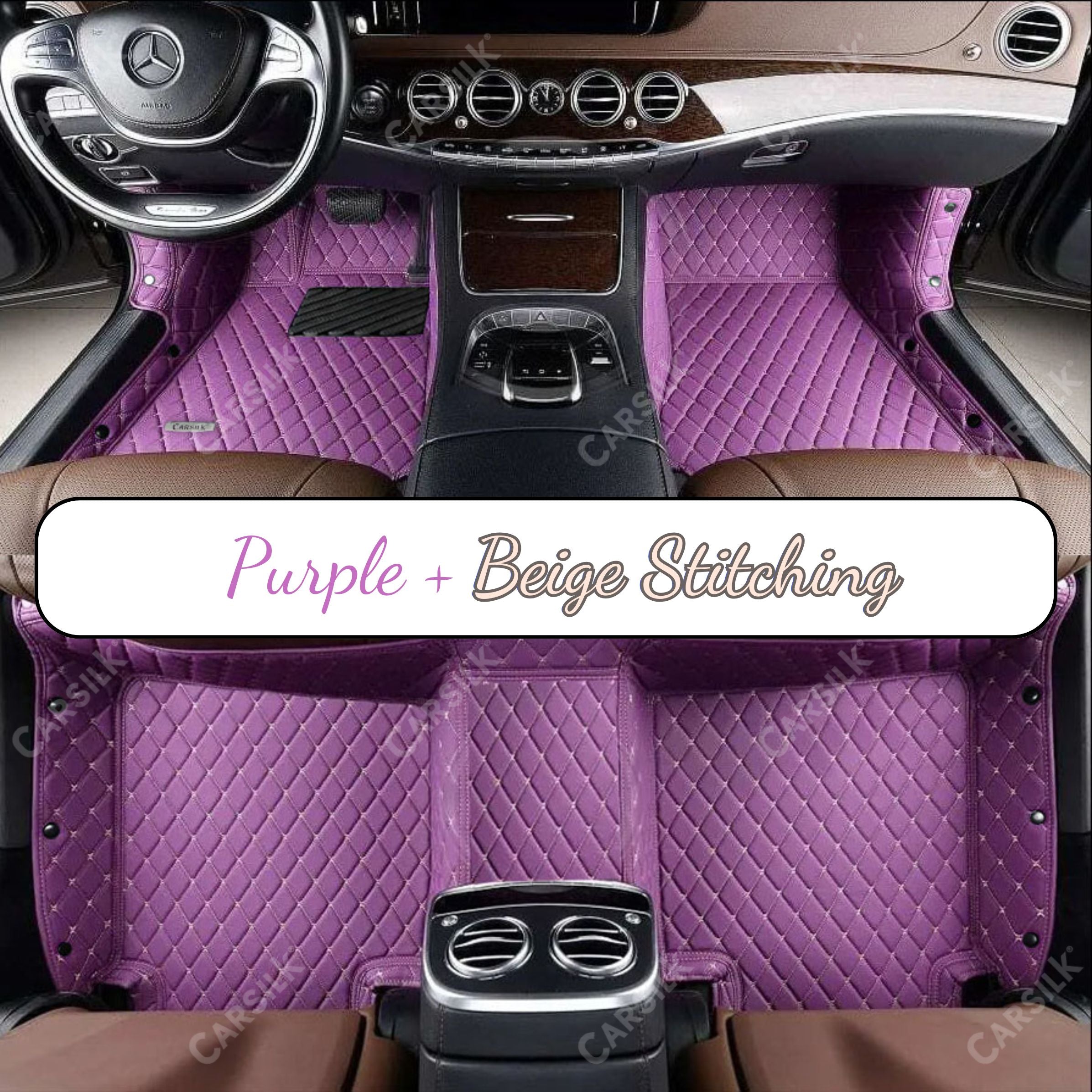 PURPLE DIAMOND PATTERN CAR MATS SET